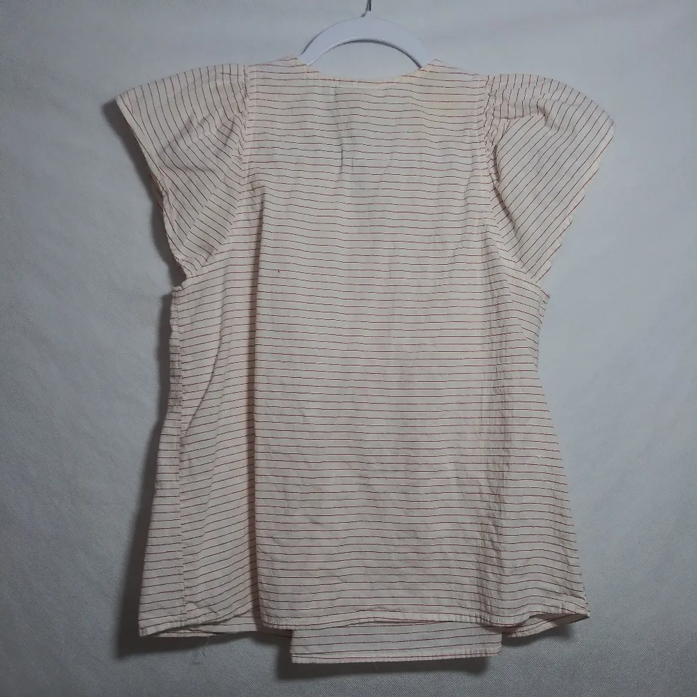 St Johns Bay Women's Striped Top with Pom Pom Detail Nautical Coastal Size XS - Image 5