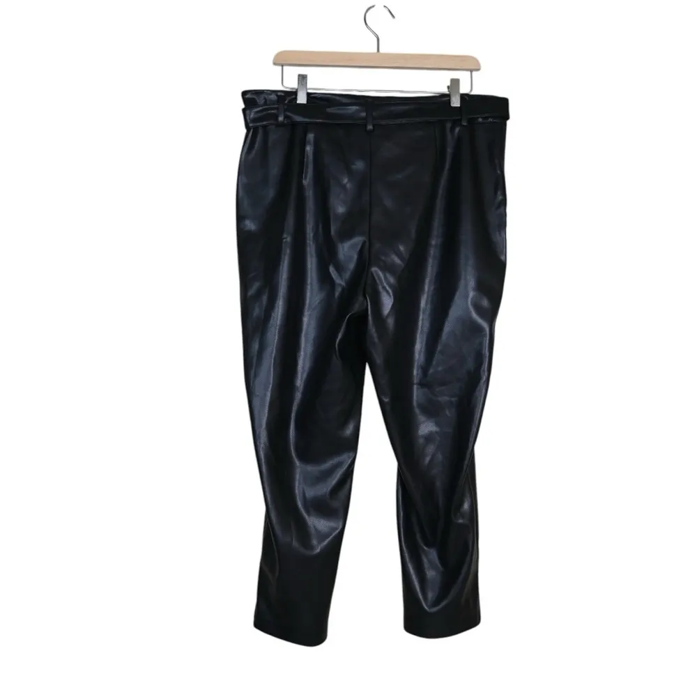 Marc New York Andrew Marc Womens 14 Faux Leather Black Crop Pants - Image 2