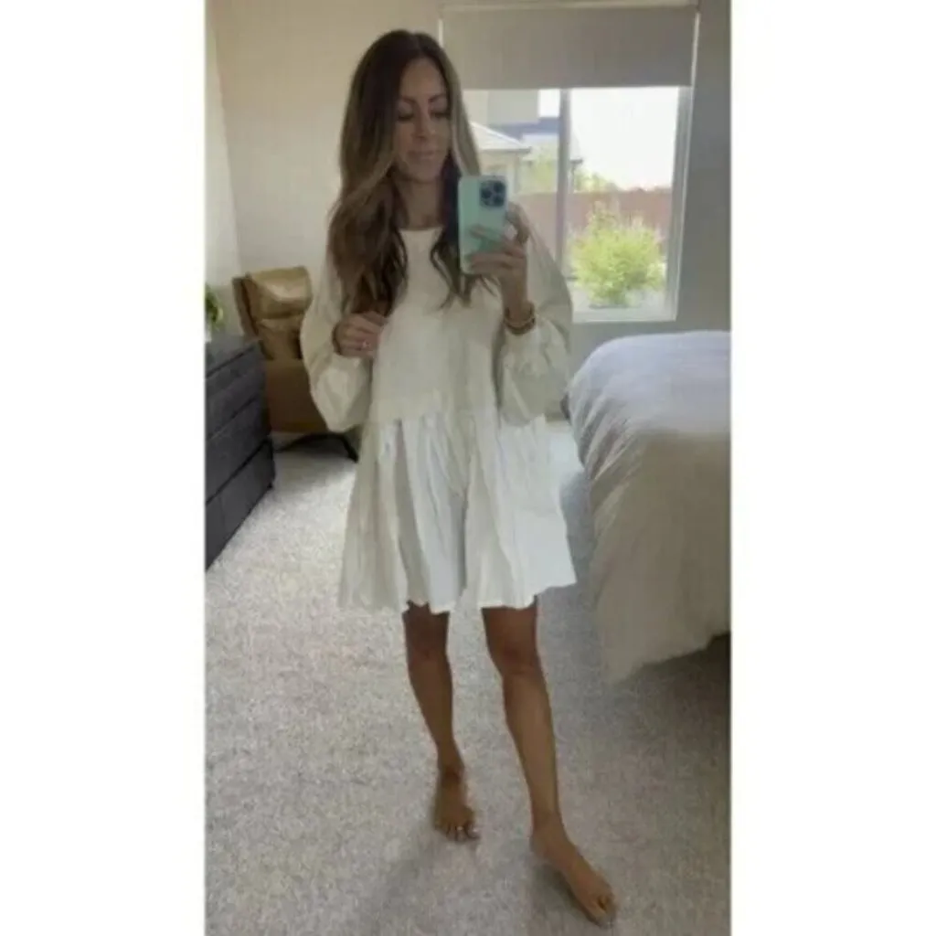 FREE PEOPLE Eleanor Sweatshirt Dress in Grey Combo Size Small - Image 15