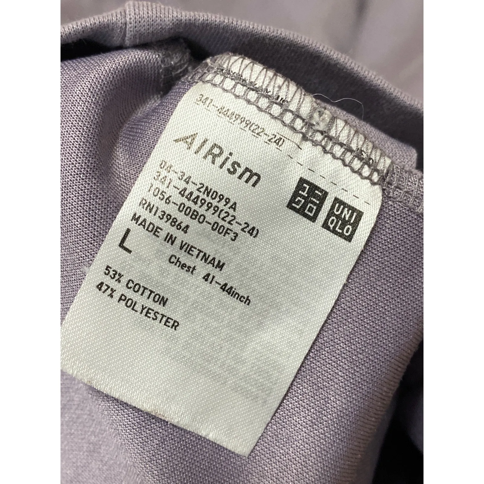 Uniqlo Airism Womens Purple Gray Short Sleeve Crew Neck Basic Tee T-Shirt Top L - Image 4