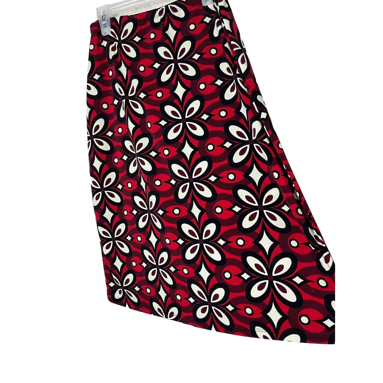 Carole Little Red Black White Geometric Floral Knee Length‎ Vintage Skirt S - Image 6