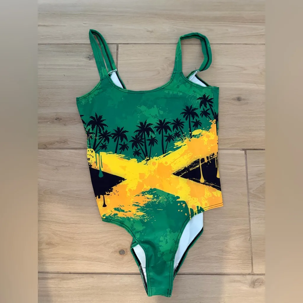 NEW Jamaican Athletic 1 Pc Swimsuit Round Neck Tummy Control Bathing Suit M Green Size M - Image 5