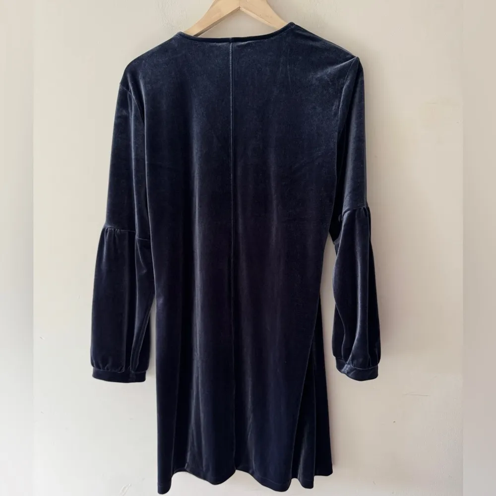 Madewell Deep Navy Velvet Balloon-Sleeve Dress - Image 6