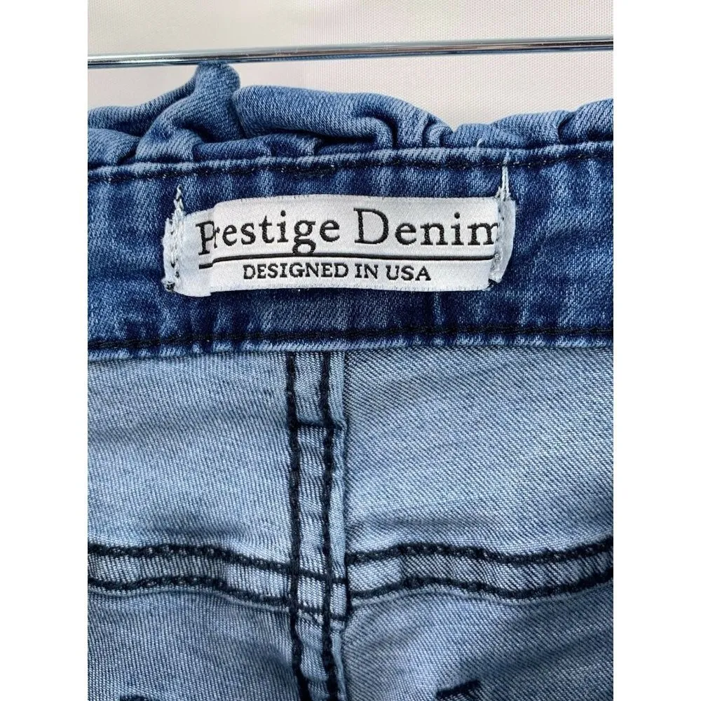 Prestige Denim Paper Bag Waist Skinny Jeans Medium Wash Size Small Blue - Image 4