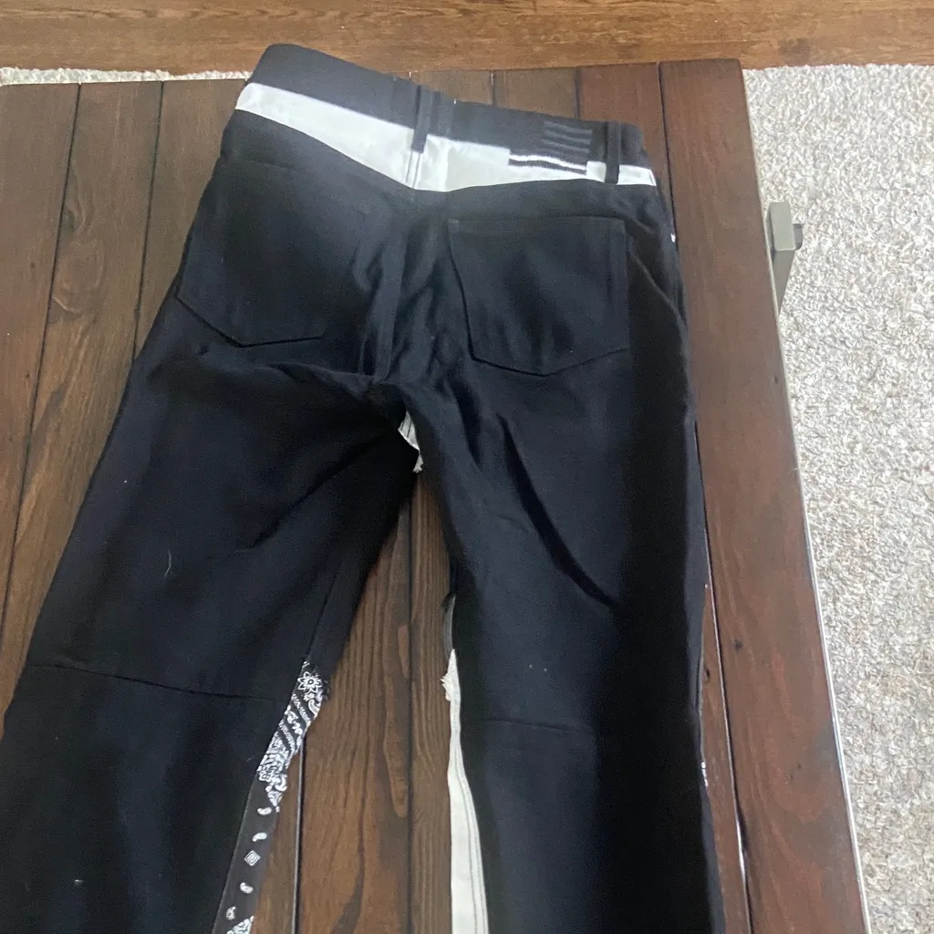 Revice Denim Bandana Patch Black & White Relaxed Fit Pants Women's Size-26 - Image 8