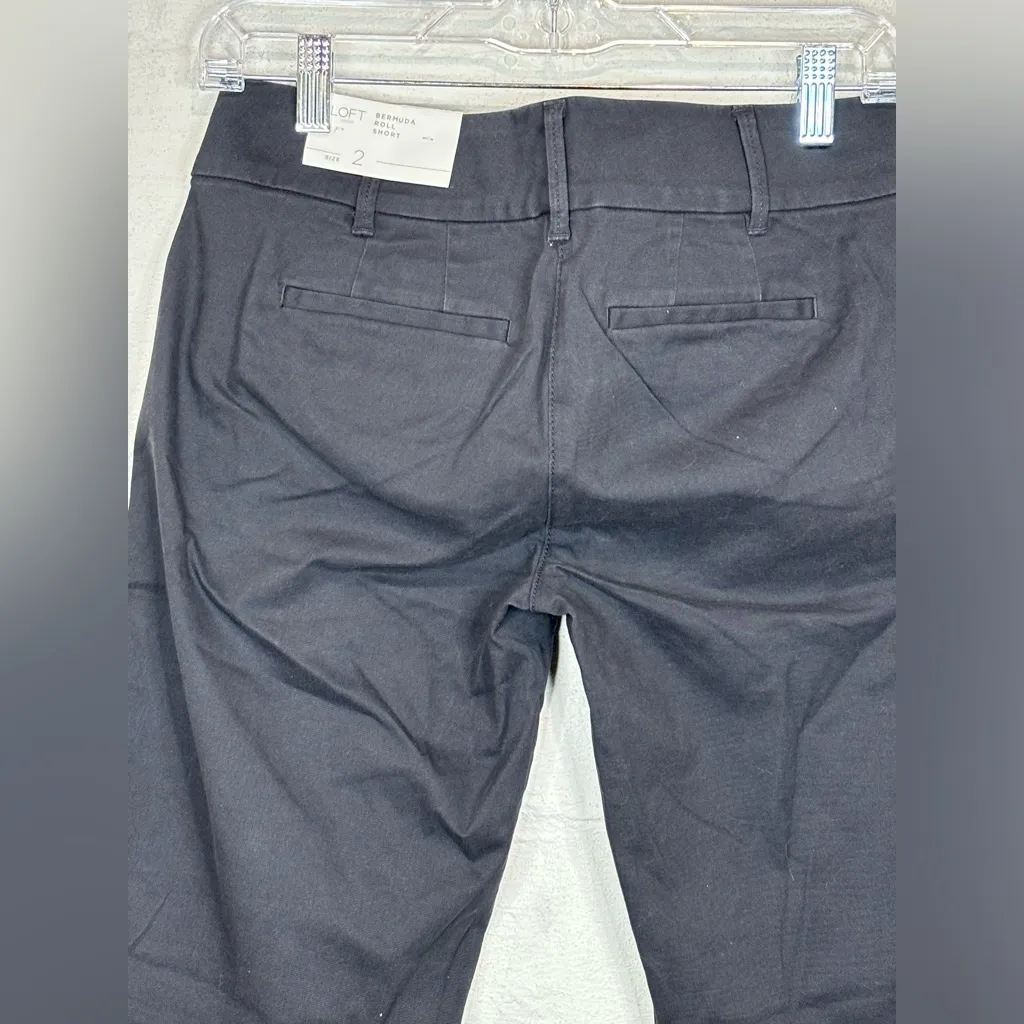NWT Loft Outlet Classic Black Bermuda Roll Shorts Size 2 - Image 8