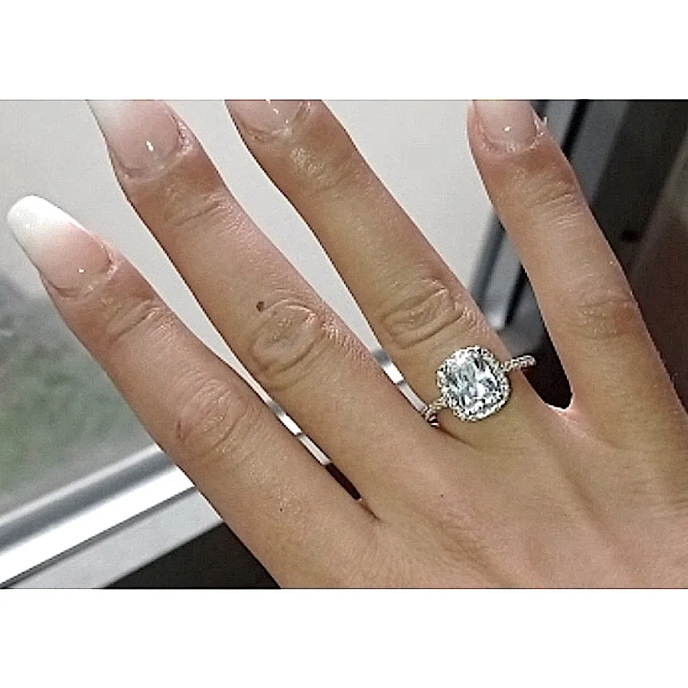 NEW Women’s 6ct Cushion Cut Halo‎ Simulated Diamond Engagement Ring, Size 6 - Image 11