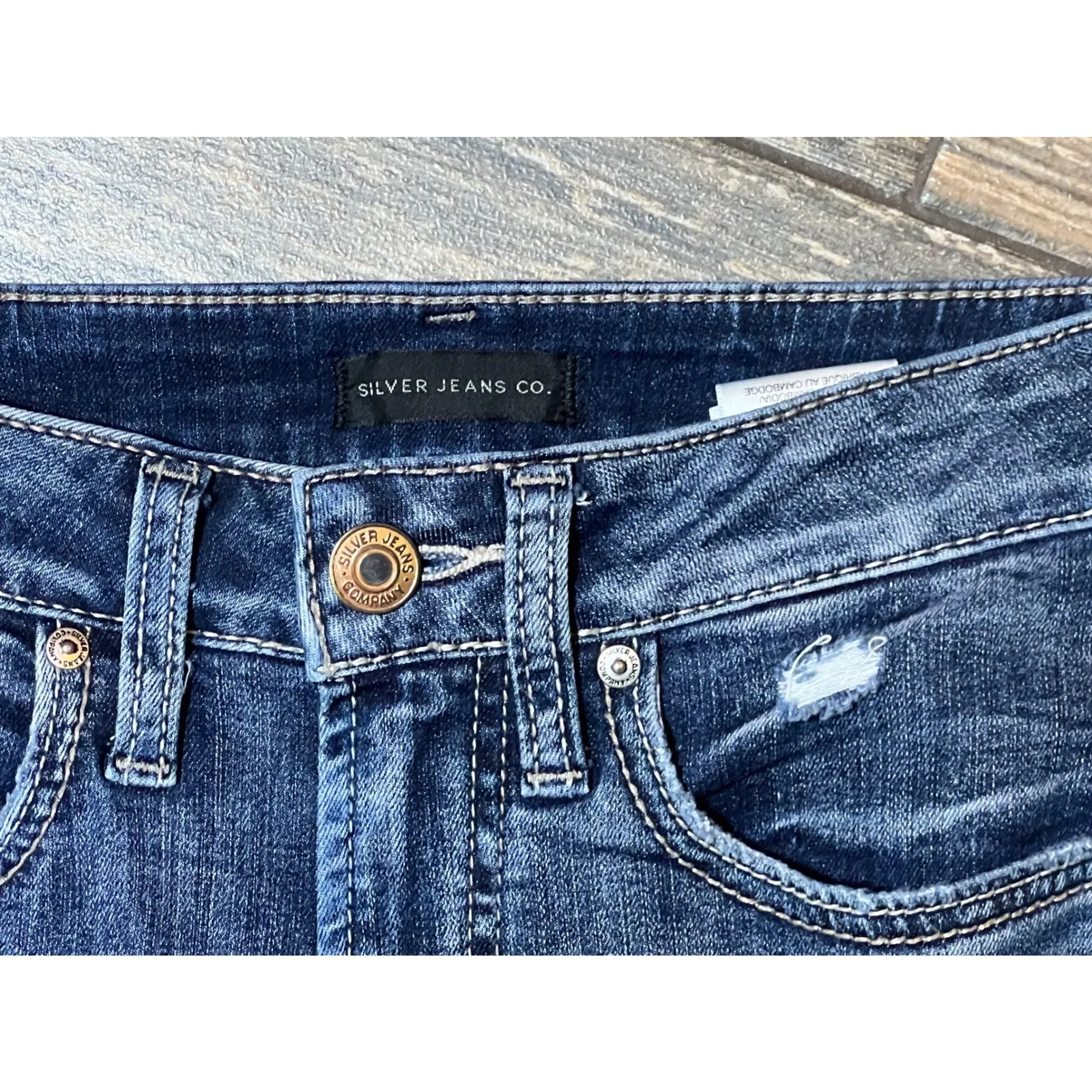 Silver Jeans Co Avery Skinny Crop Jeans Distressed Blue Denim W26 L26 Size 26 - Image 4