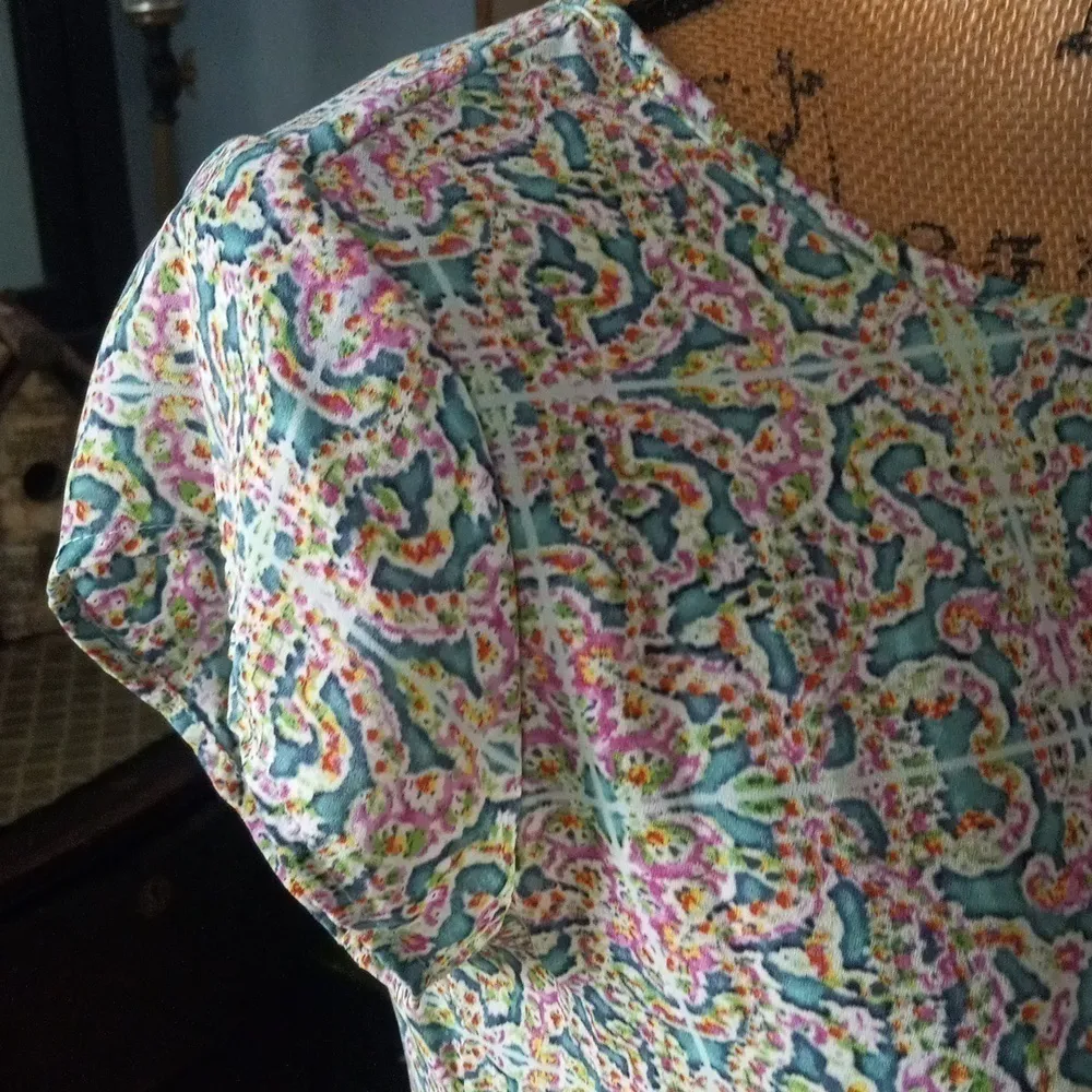 The Limited Multicolored Kaleidoscope Print Semi-Sheer Pocket Blouse - Image 5