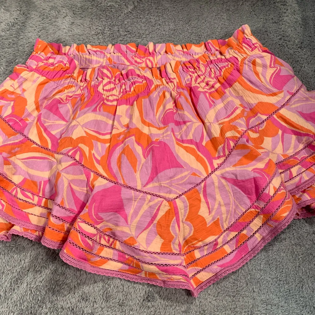 Aerie  Pink and Orange Ruffled Skort - Image 4
