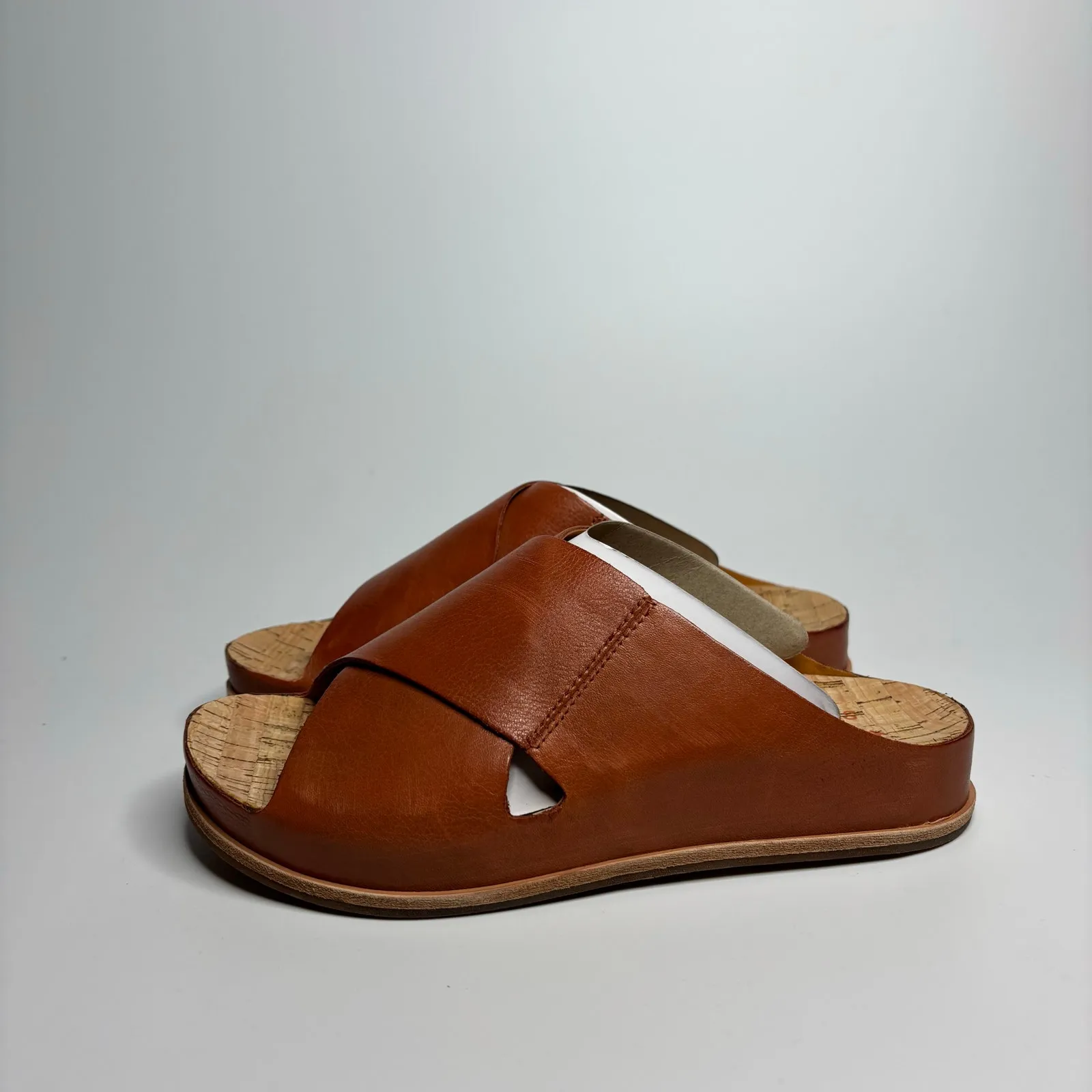 Kork-Ease Tutsi Cross Band Leather Slide Sandals in Rust - Image 3