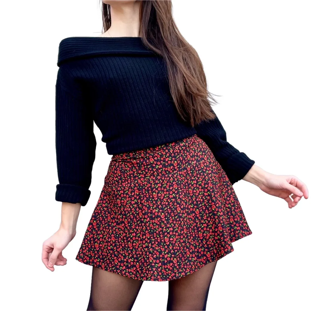 Zara Rose Floral Print Micro Mini Skirt Small - Image 2