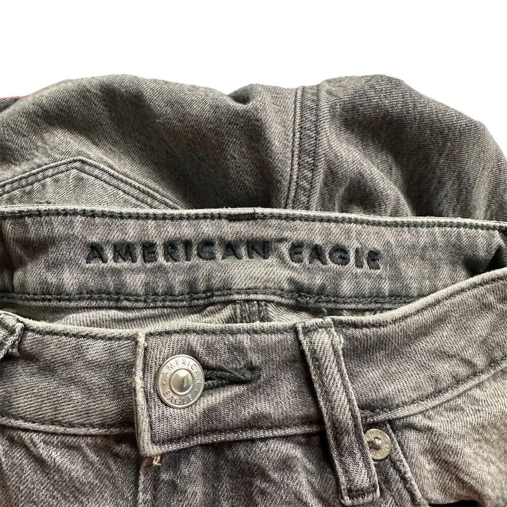 American Eagle Women's Distressed Mom Jeans Smoked Gray Size 0 High-Rise - Image 5