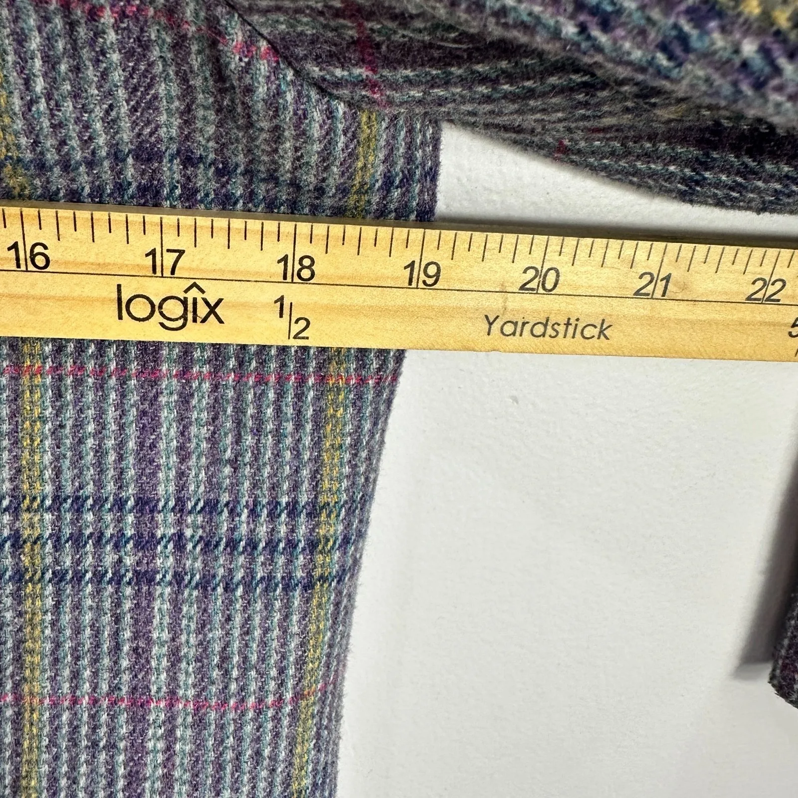 R&K Blazer Womens 14 Purple Plaid Wool Blend Vintage‎ Mod Academia Quiet Luxury - Image 7