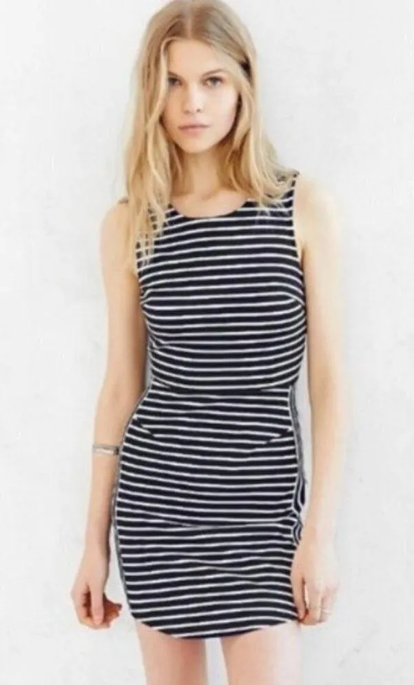 Urban Outfitters Dress S Mini Stripe Ponte Bodycon Black White - Image 4