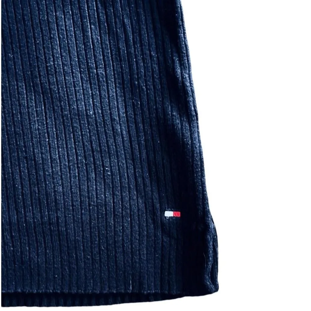 Tommy Hilfiger Ribbed Top Women's Navy Red Lace Up V Neck Preppy Sporty Size XL - Image 5