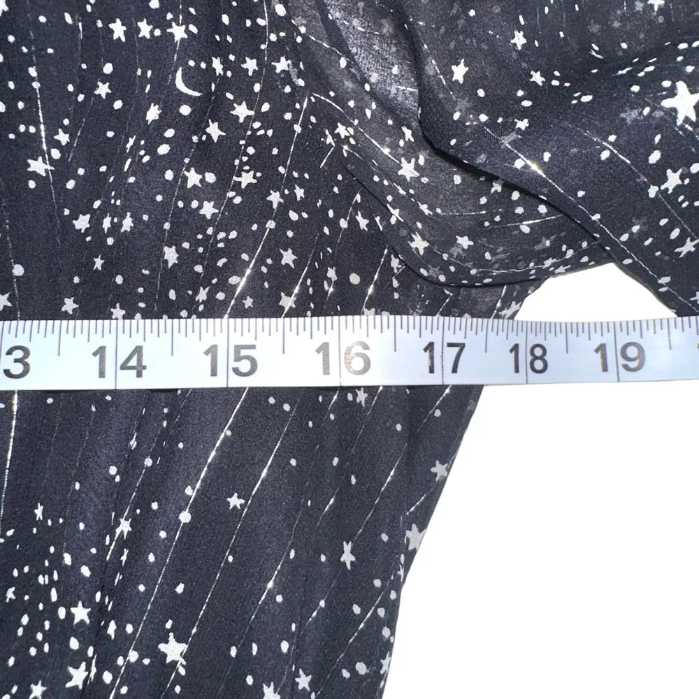 LoveShackFancy Bowie Silk Long Sleeve Star Print Black Playsuit 1 SMALL - Image 6