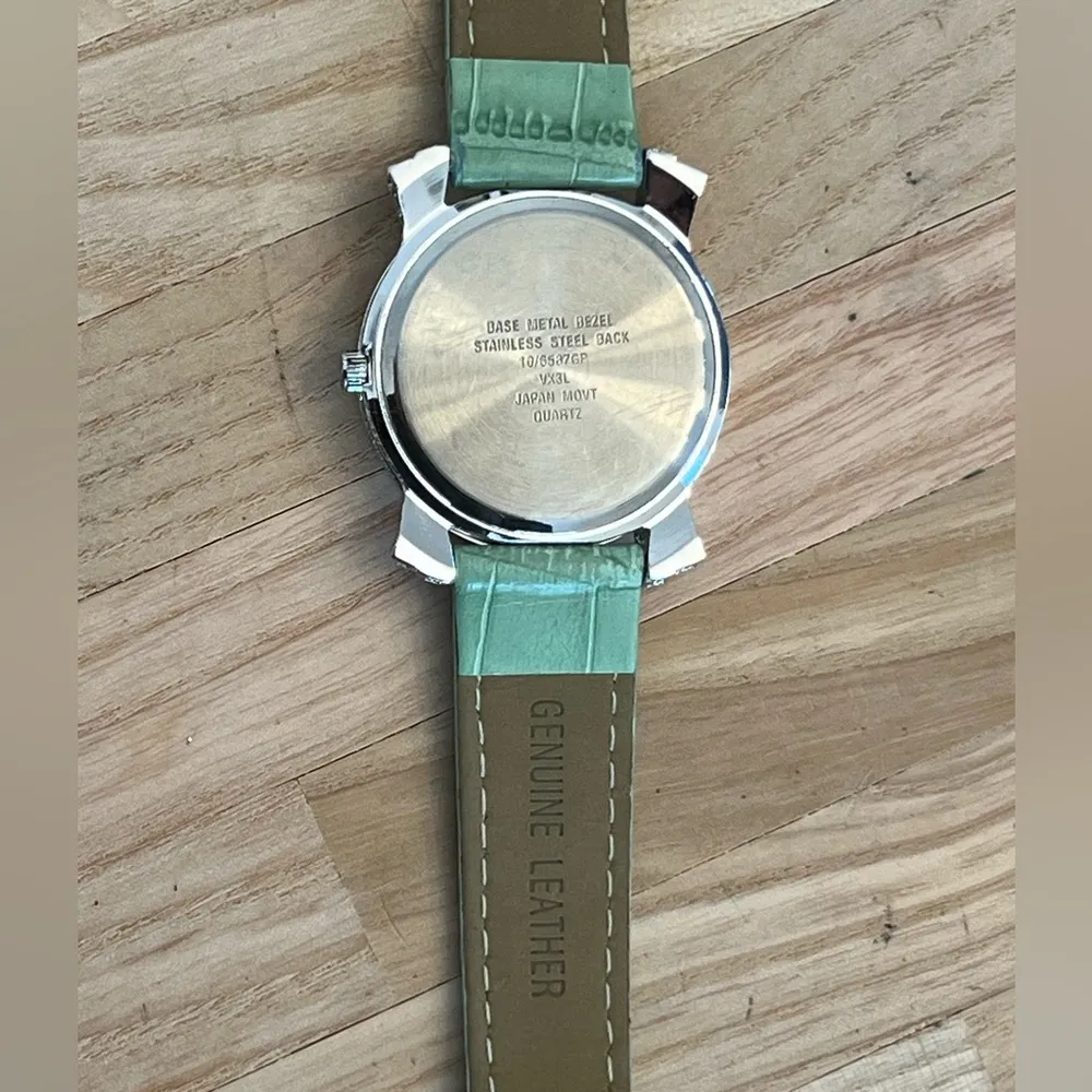 Anne Klein Ladies Watch Crystals Galore Green Genuine Leather Strap - Image 9