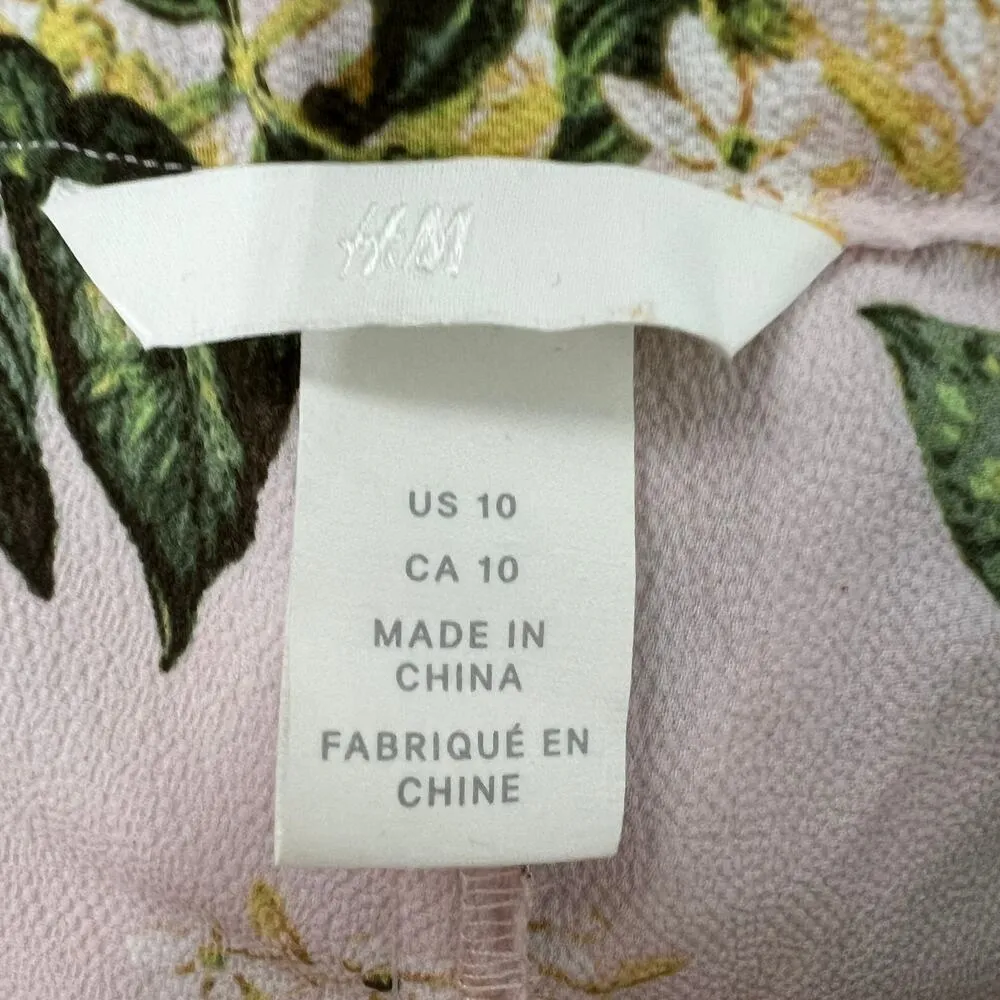 H&M Womens Floral Tropical Bohemian Beach Garden High Rise Cropped Pants Size 10 - Image 2