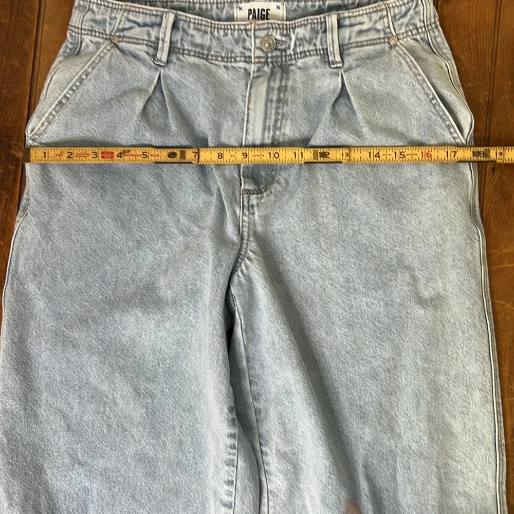 Women’s Paige pleated baggy denim high rise jeans side pocket size 27 - Image 3