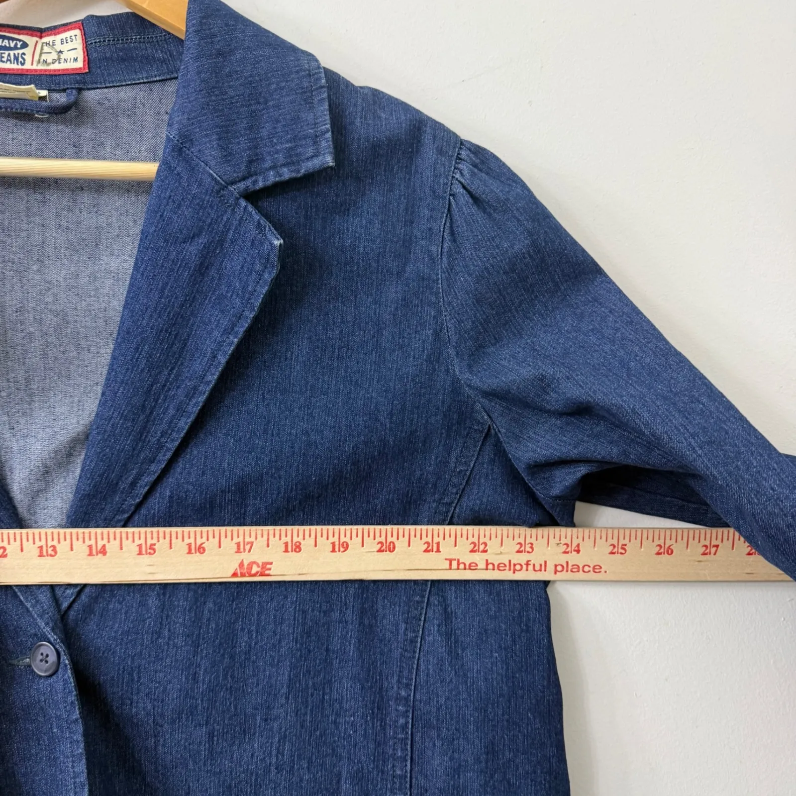 Vintage Old Navy Denim Blazer Jacket Y2K Masc Sleek Office Hipster Minimalist - Image 9
