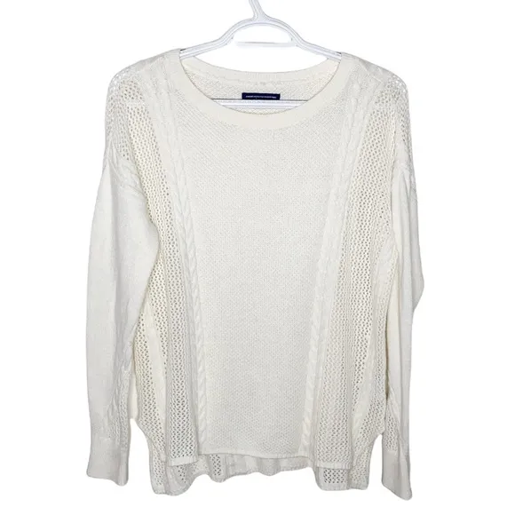 American Eagle Outfitters white cable knit sweater size S - Image 10