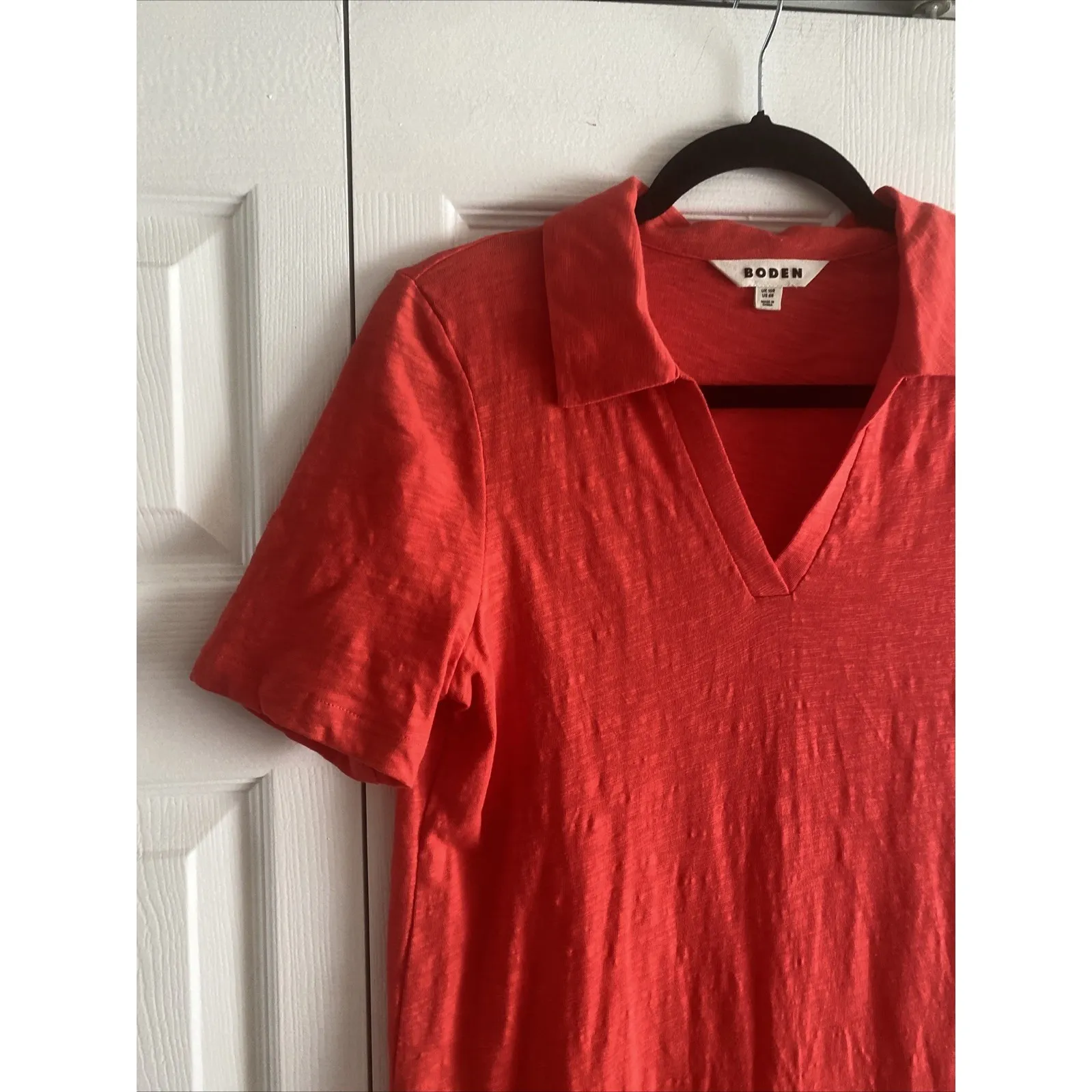 Boden Womens 6 Red Collared Shift Dress Short Sleeve Coastal Clean Girl - Image 2