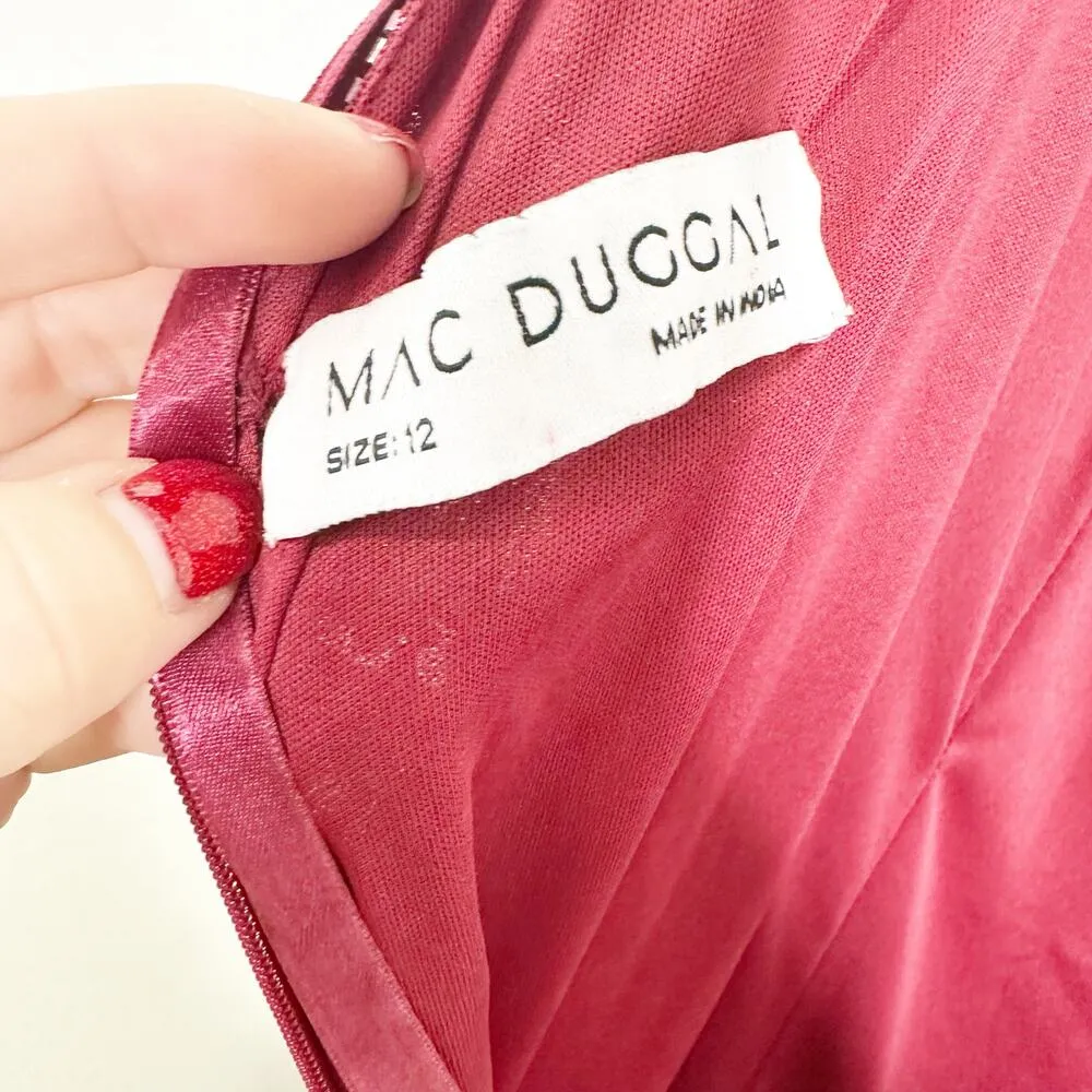 Mac Duggal 5107 Burgundy Red Embellished Leaf Plunge Evening Gown 12 NEW $498 - Image 7