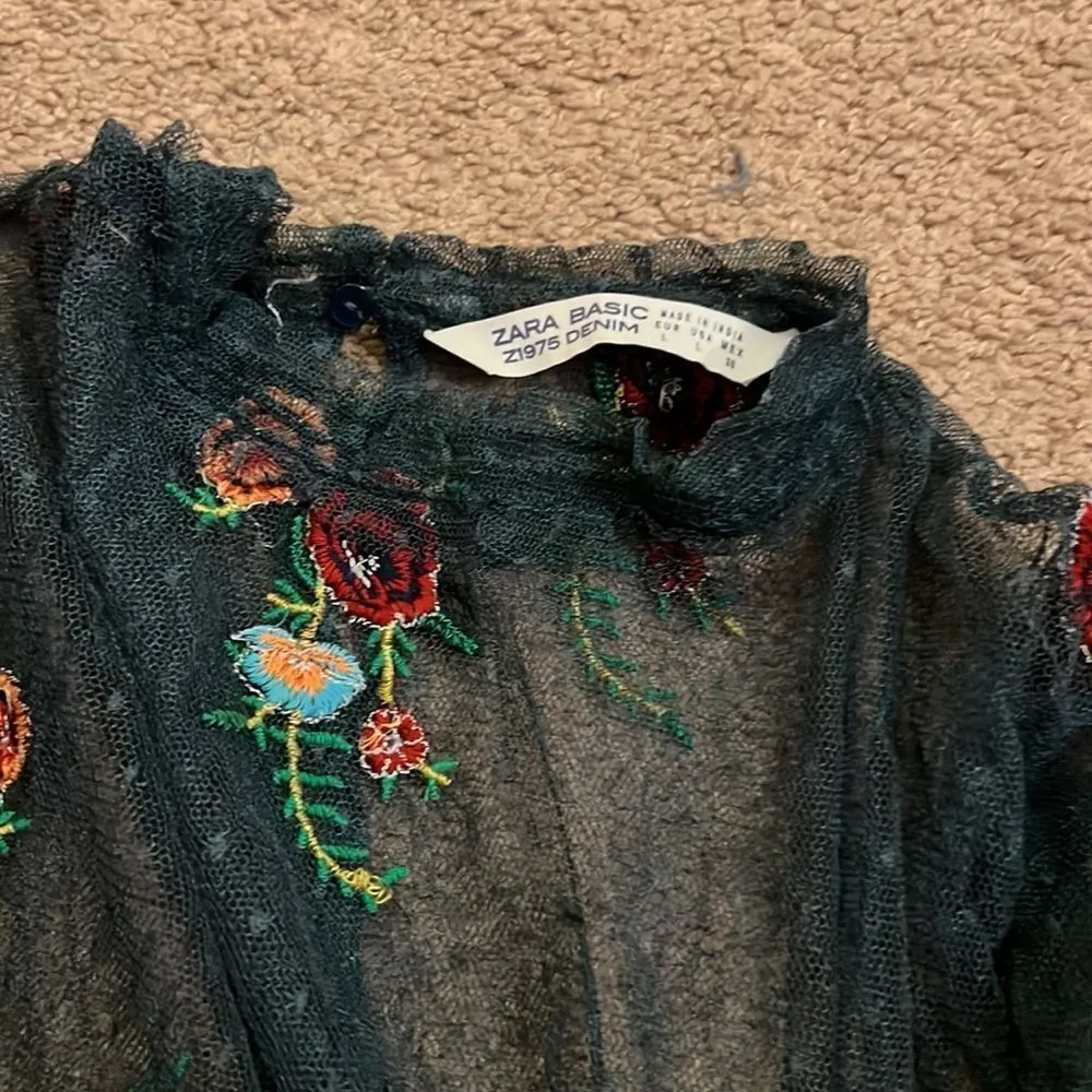 Zara sheer floral top L - Image 6