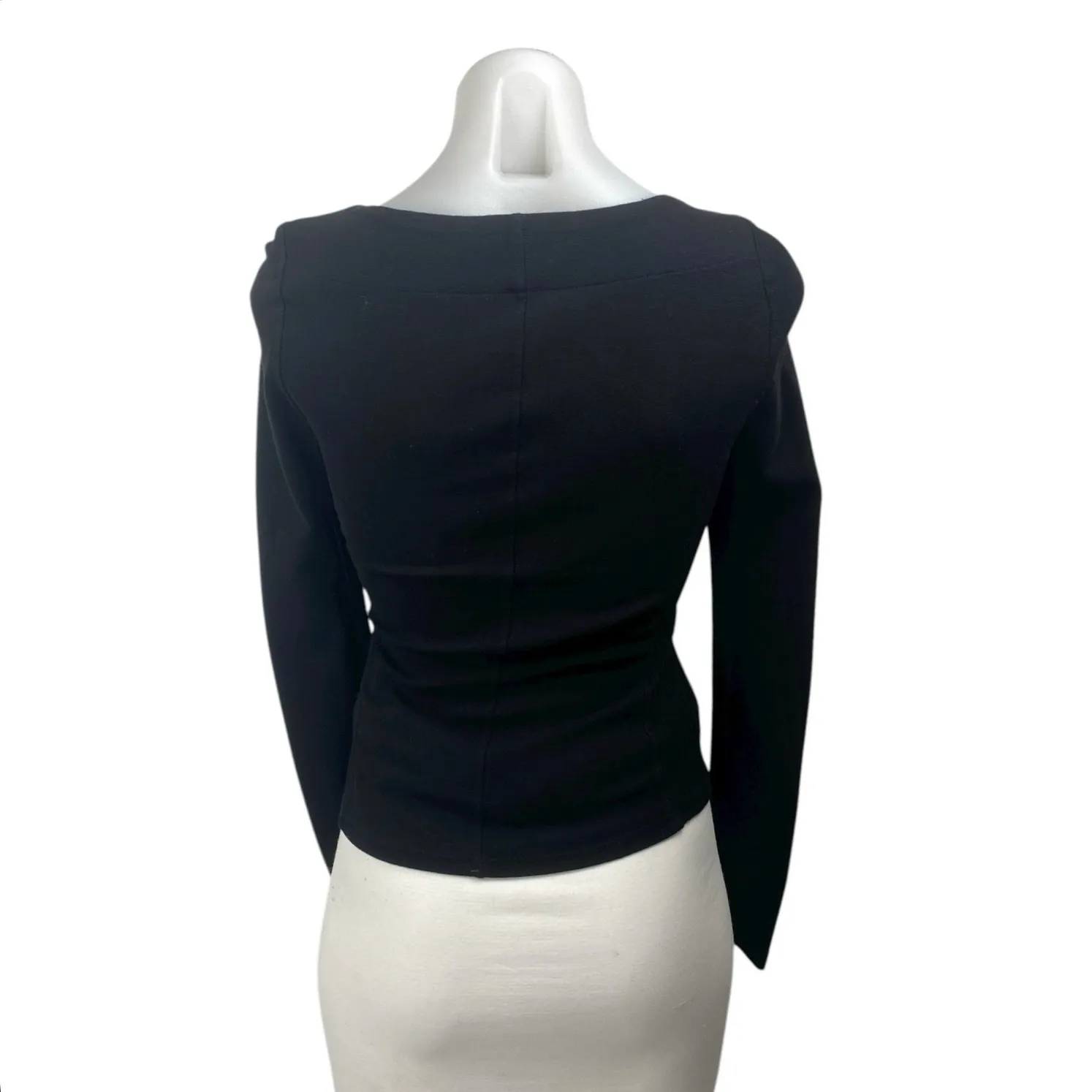 Free People Looking Back Black Long Sleeve Lace Up Blouse T Shirt Top Size XS - Image 2