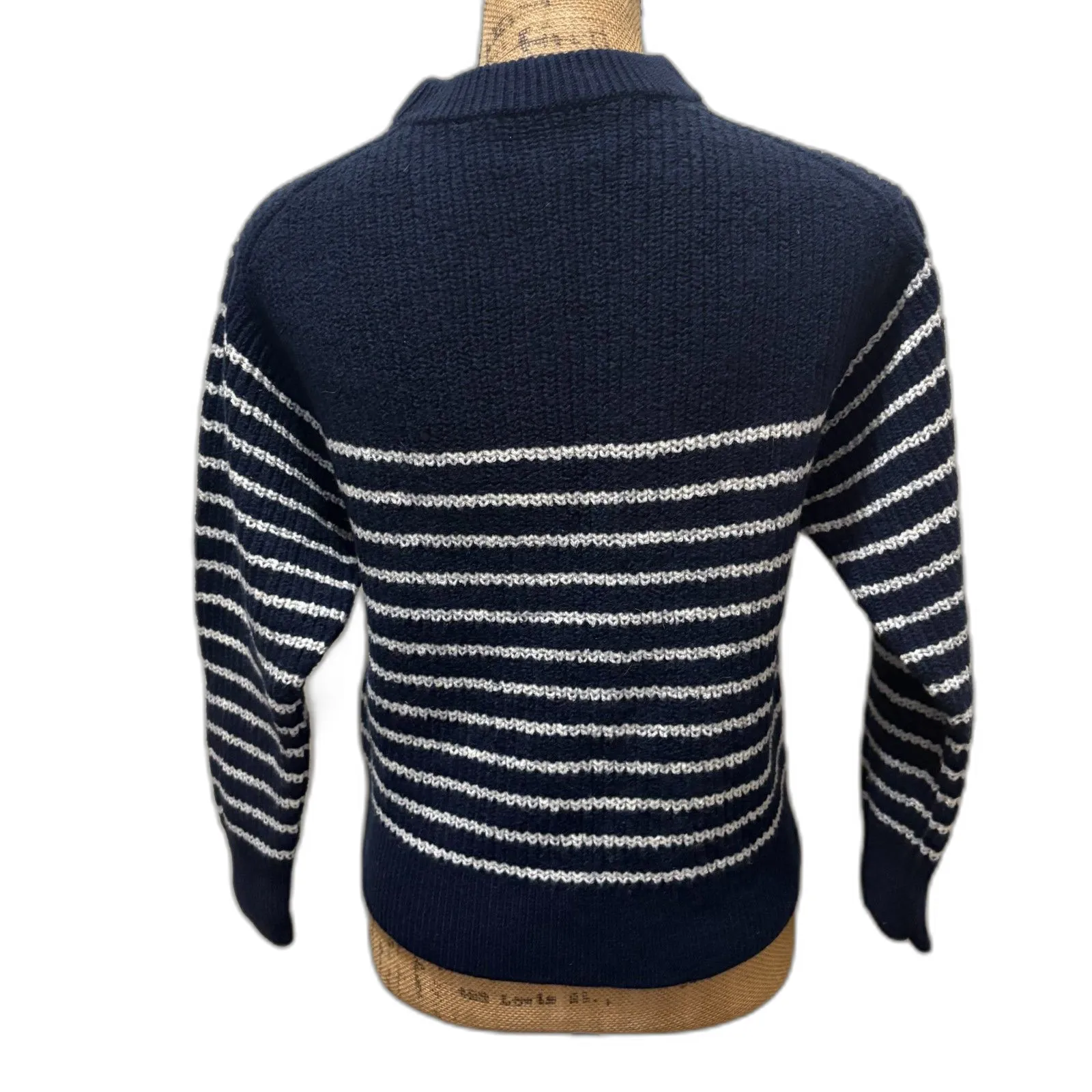 Wilfred Cam Breton Striped Merino Wool Sweater Navy White Nautical Size Medium - Image 2