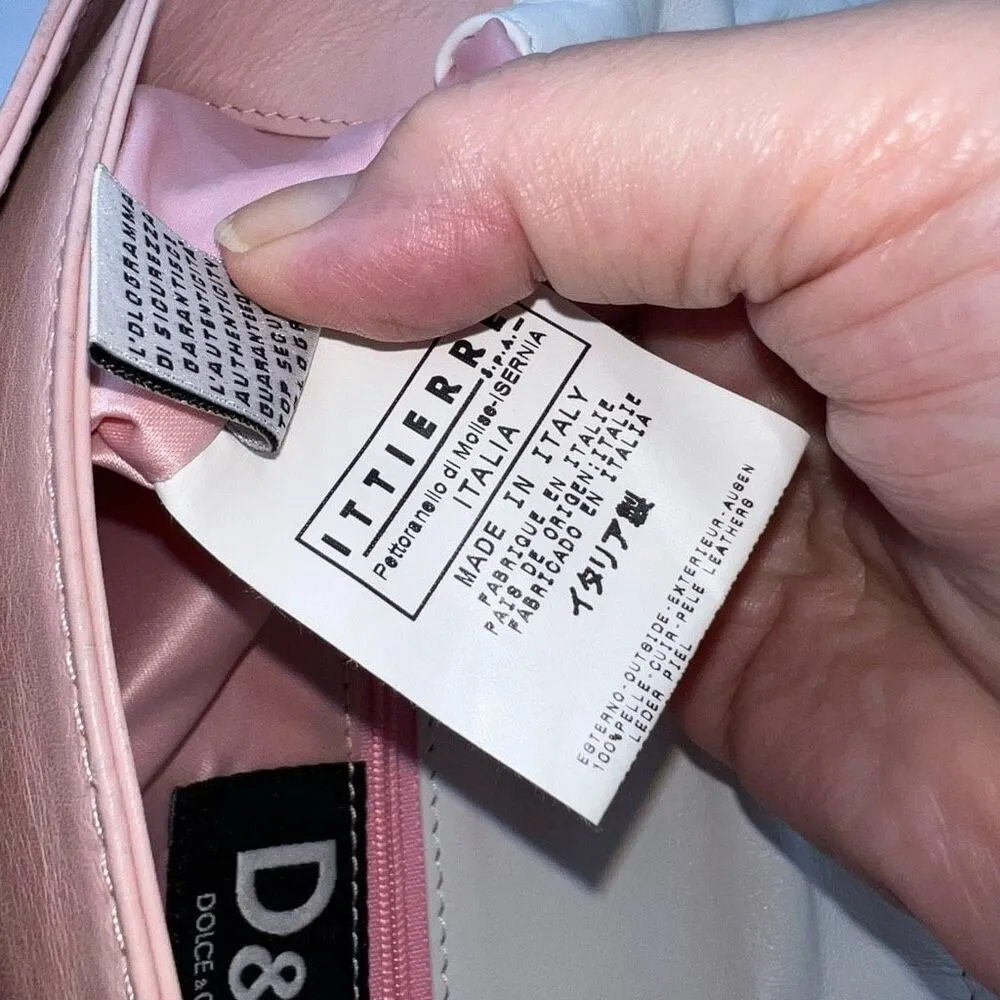 Dolce and Gabbana Lambskin Baby Pink and White Double Pocket Shoulder Bag - Image 14