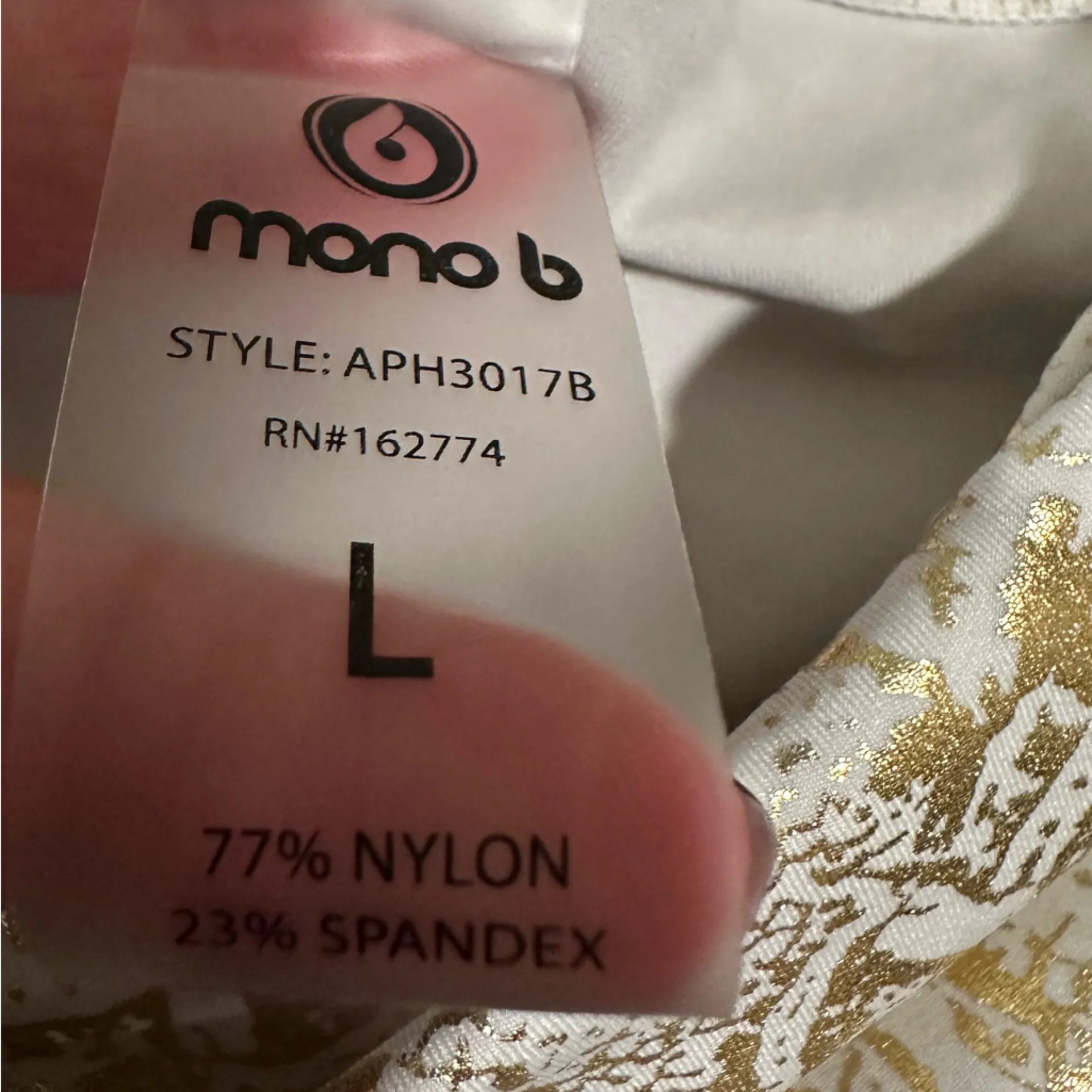 NWOT Mono B Gold and Cream Snake Print Leggings Size L - Image 4