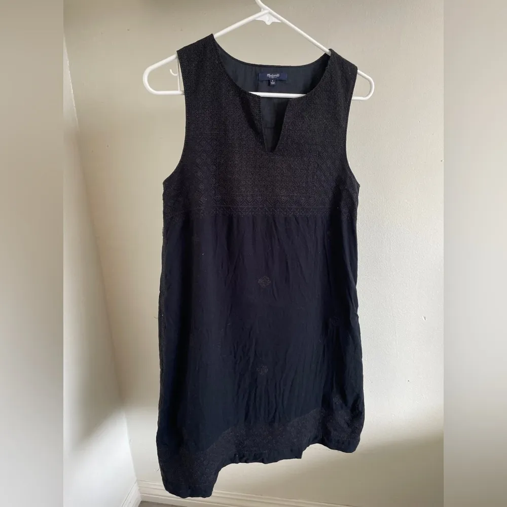 Madewell Stitch Mosaic Cotton Shift Dress Black (Size 4) preppy workwear office - Image 2