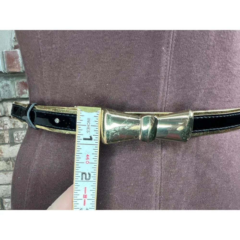 belt bow buckle black gold vegan leather - Image 4