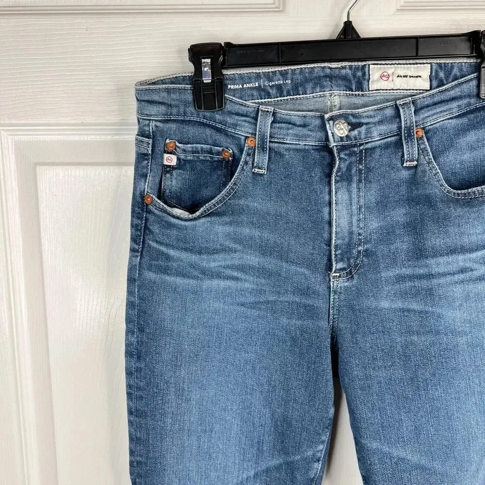 AG Women's Prima Ankle Cigarette Leg Jeans Size 29 Medium Wash Blue Denim - Image 13