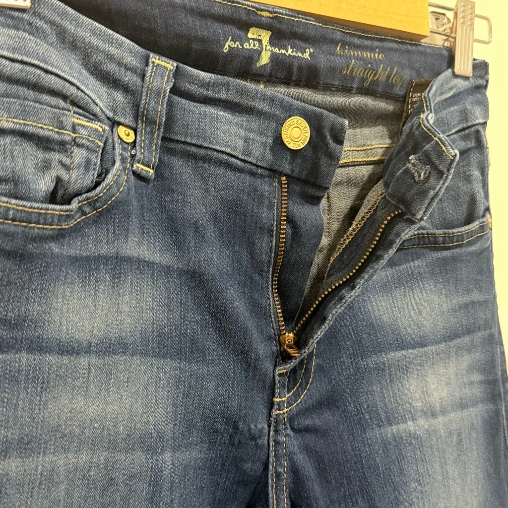 7 For All Mankind Kimmie Straight Leg Jeans Dark Wash Size 28 Classic Minimal - Image 5
