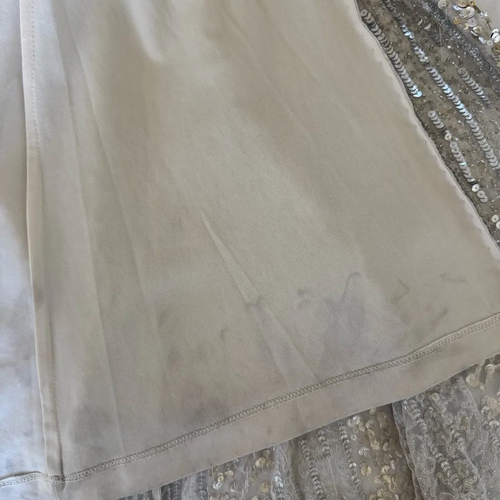 Silver and gold Sequined One Shoulder Draped Lace Up Gown NWT size 6 - Image 7