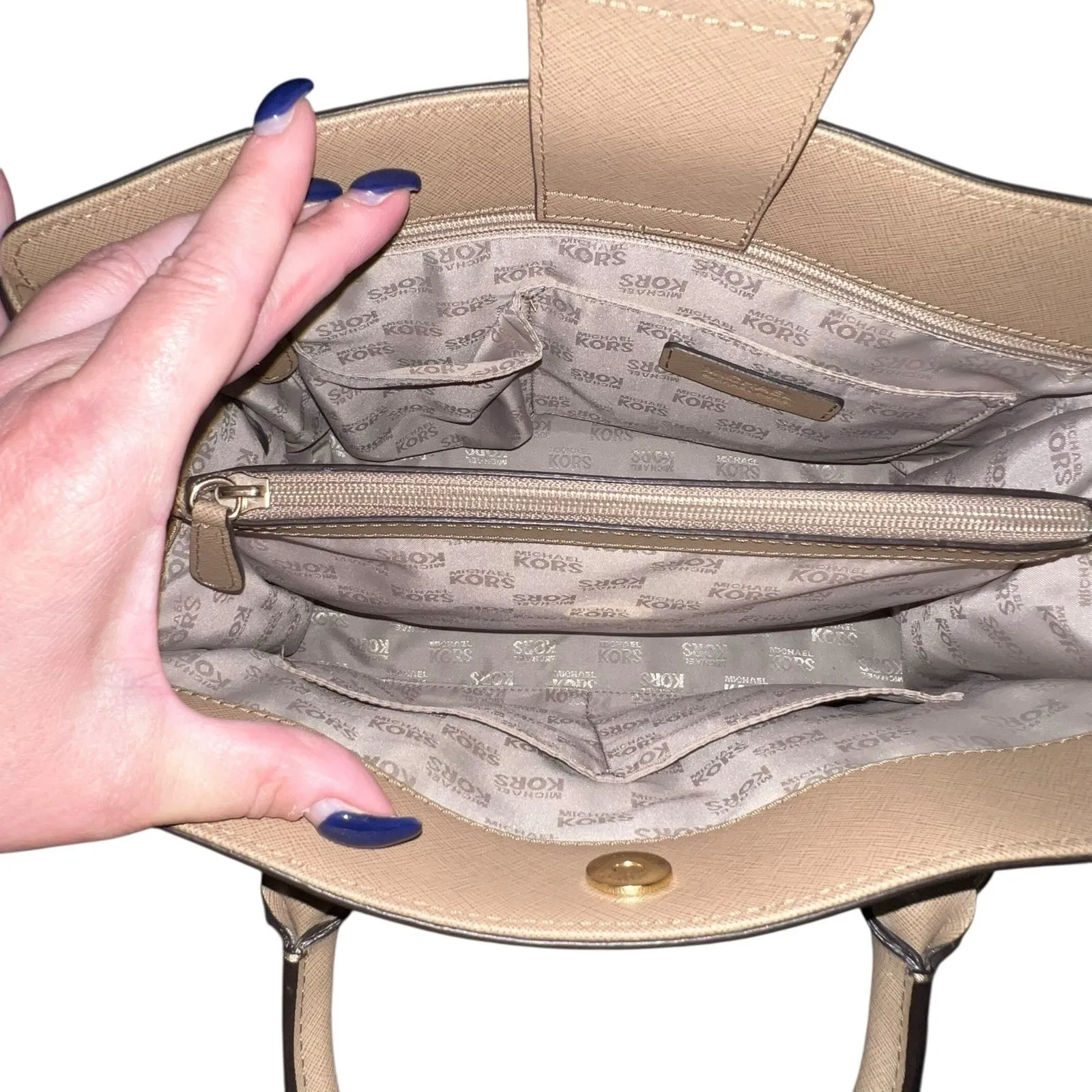 Michael Kors Saffiano Leather Hamilton East West Dark Khaki Satchel Shoulder bag - Image 11