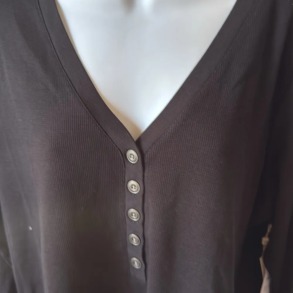 Waffle Knit Cotton Blend Henley Top - Image 5