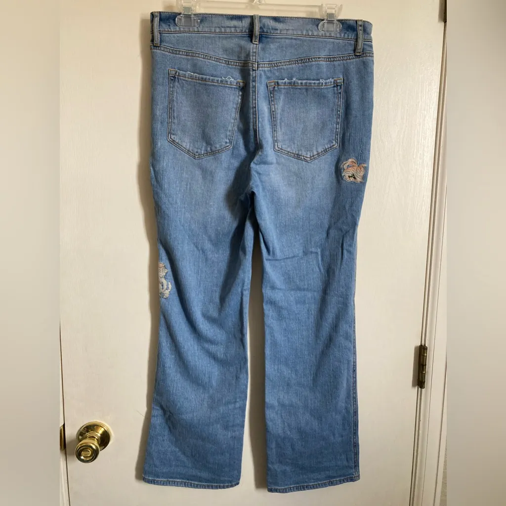 Loft Vintage Straight Light Wash Floral Embroidered Design Denim Jeans #S - Image 14
