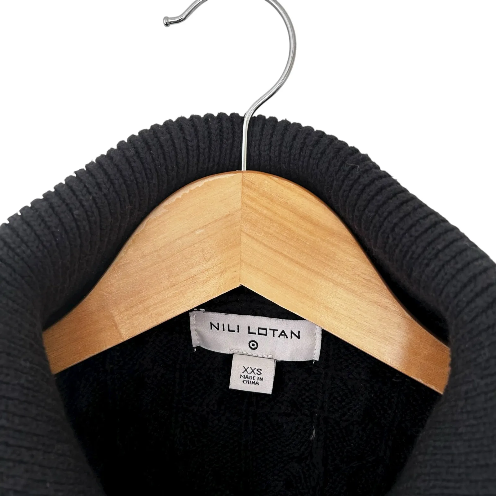 Nili Lotan for Target Black Wool Blend Knit Quarter Zip Sweater Sz XXS - Image 2