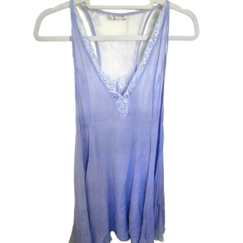 Intimately Free People Lacy Racerback Mini Sleep Slip Periwinkle V Neck - Image 3