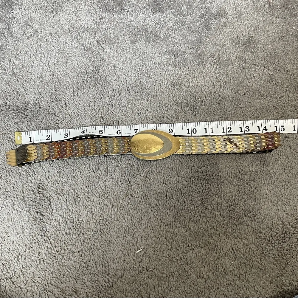 Vintage women's fashion belt 2 two tone silver gold metal fish scale belt - Image 7