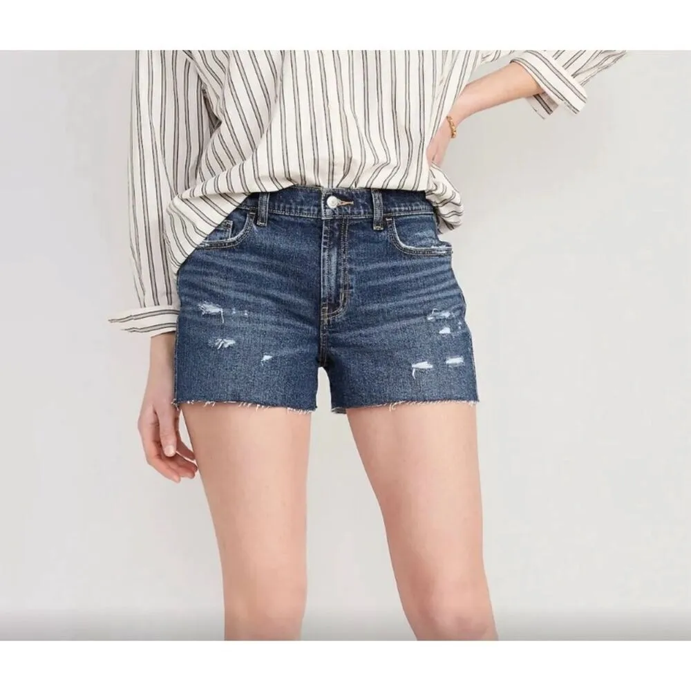 Womens Old Navy Mid Rise Boyfriend Ripped Cut Off 3” Inseam Jean Shorts  - Sz 20 - Image 2
