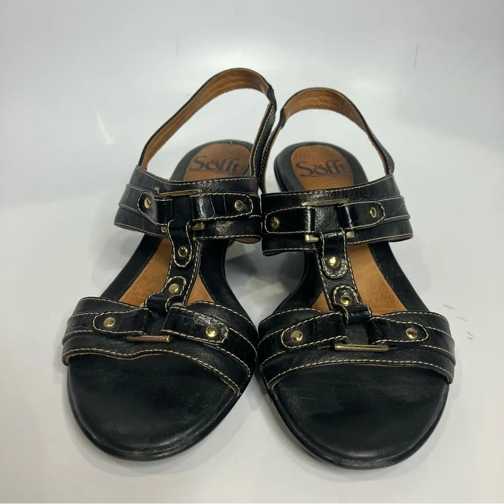 Sofft‎ black leather sandals heels slingback dressy casual women’s size 6 - Image 2