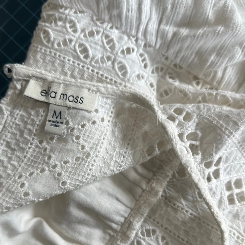 Ella Moss White Puff Sleeve Blouse with Bib Collar - Image 7