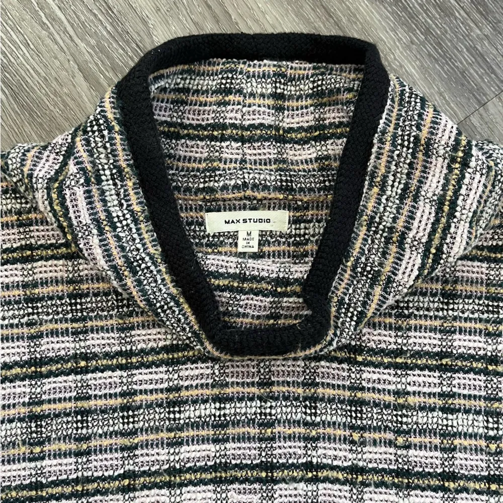 Max Studio Black and White Plaid Oversized Sweater - Image 2