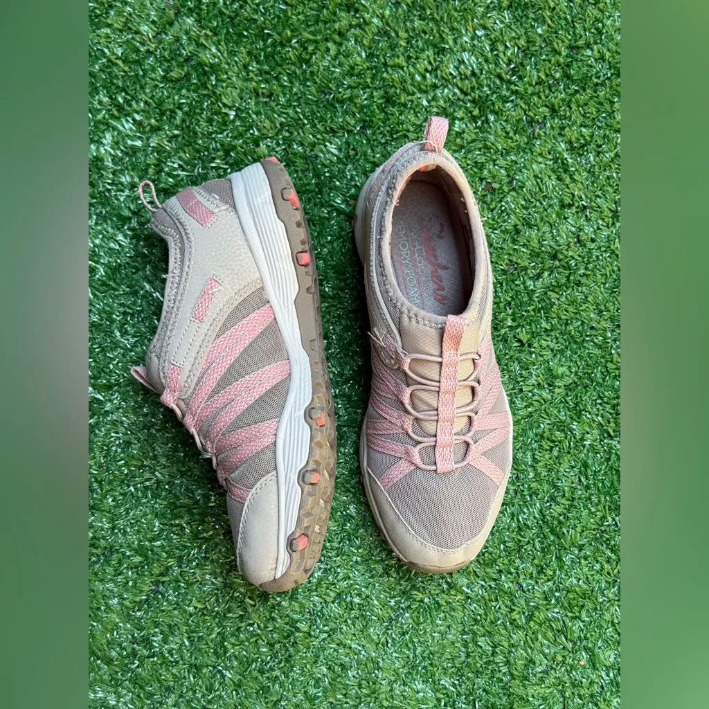 Skechers Women's Memory Foam Seager Hiker Gatewood Slip on Taupe Coral Sneakers - Image 3