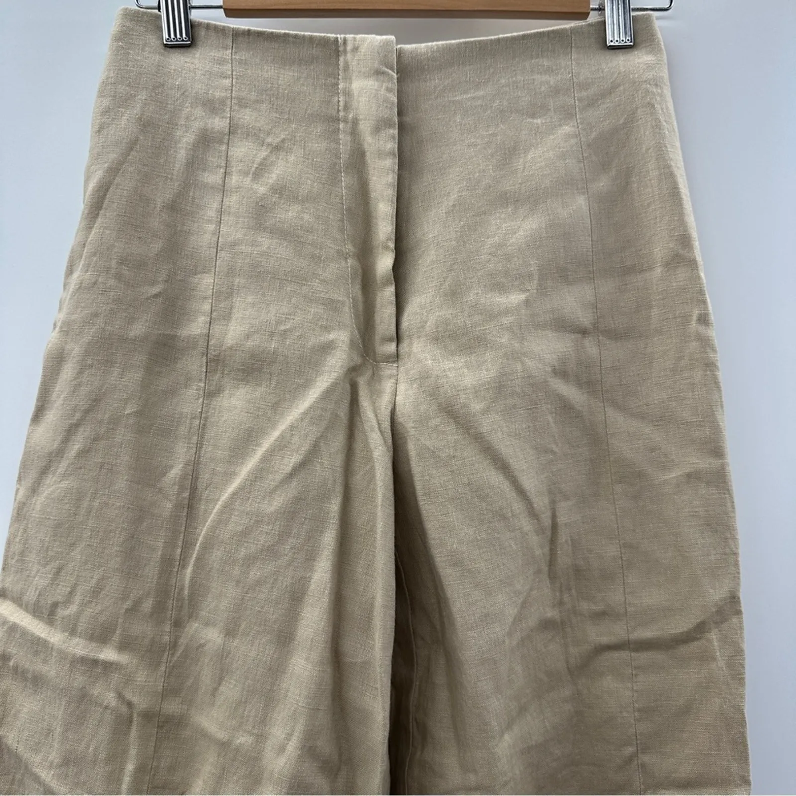 ATM Anthony‎ Thomas Melillo Cropped Linen Wide Leg Pants in Beige Sz 2 NEW - Image 4